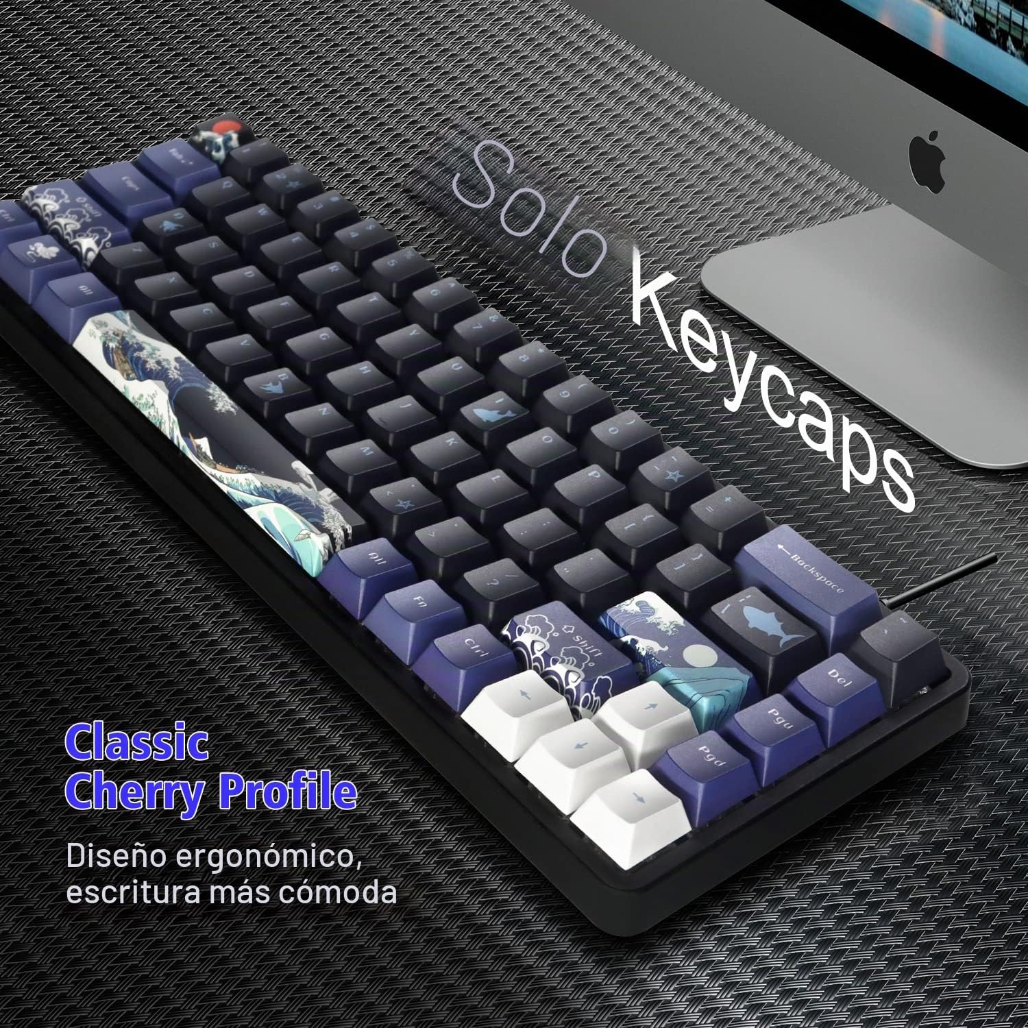 60% de Teclas PBT XVX japonesas de Ola de Kanagawa, Juego de